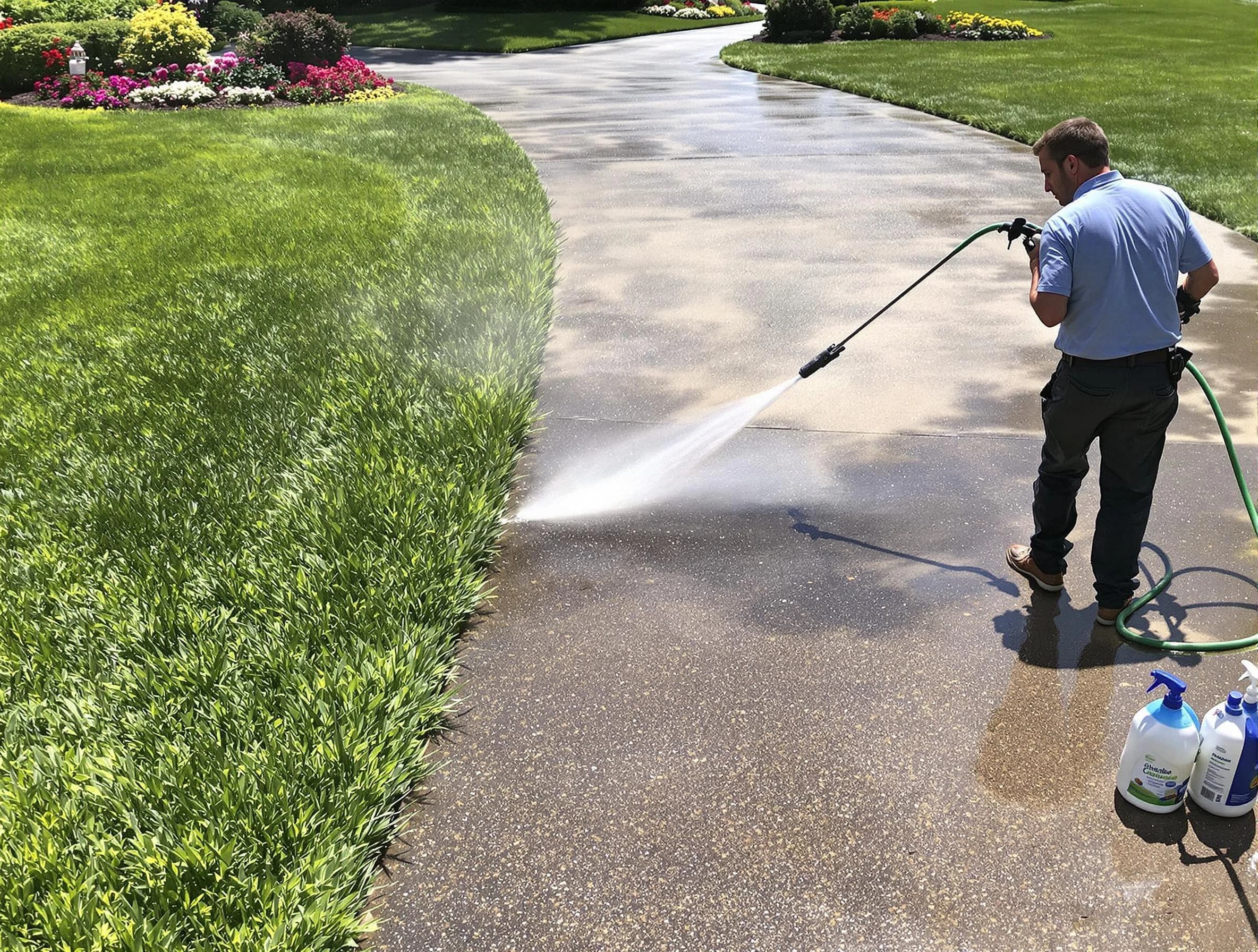 Before and after pressure washing by Hudson Power Washing in Hudson